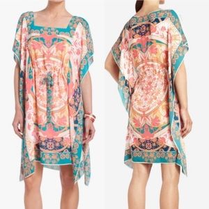 BCBG Max Azria Inesa Coral Print Tunic Dress - Size Large Kimono